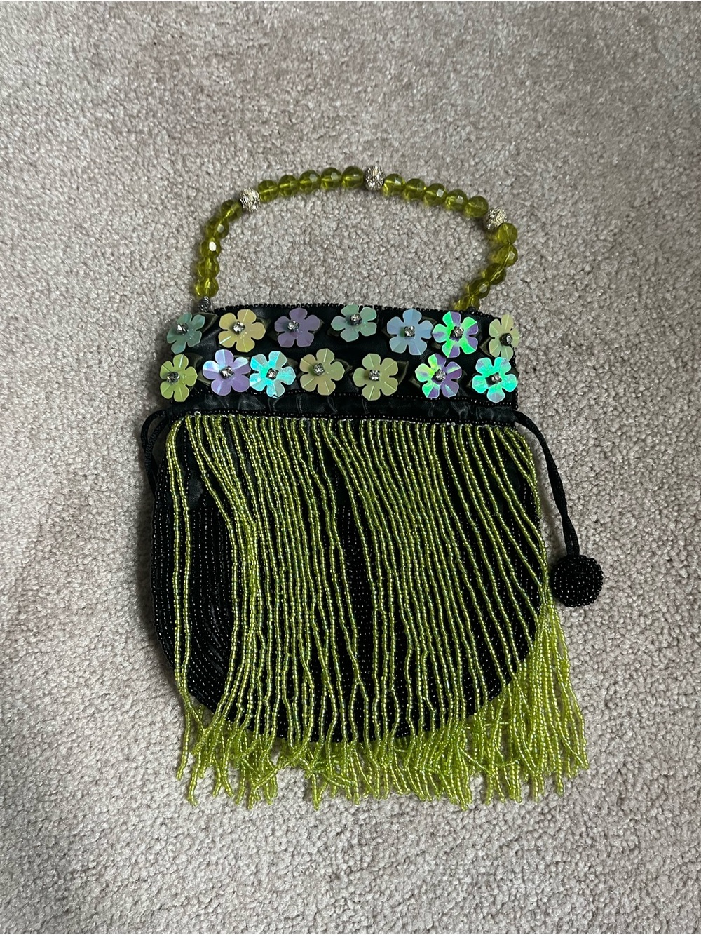 Beaded funky fairy flower evening party bag